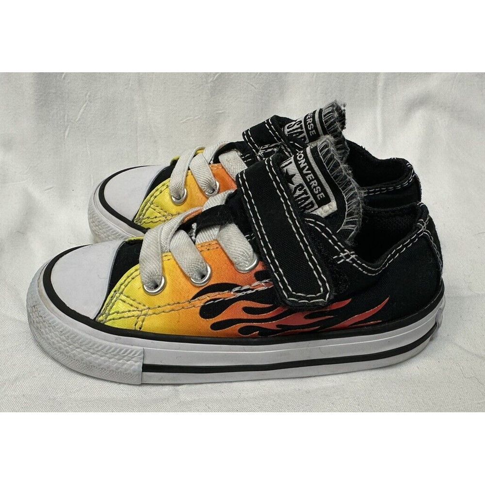 Converse Chuck Taylor All Star Black Orange Flame Fire Low Top Size 6C